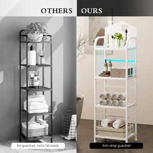Affichage à la mode stockage pliable 4 niveaux étagère support présentoir pour cuisine dortoir garde-manger Garage bureau aucun assemblage requis - Product Image 6