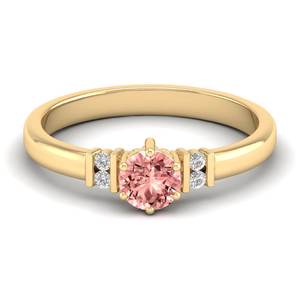 Anillo de Morganita con Corte Brillante Redondo de 0.5 Quilates, Precio al por Mayor de REYES, en Oro Sólido de 14K, Anillos de Compromiso de Diamantes para Mujer - Product Image 6