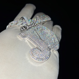 Pendentif en diamant cultivé en laboratoire VVS personnalisé collier à breloques en argent 925 avec nom collier à breloques en diamant CVD personnalisé Hip Hop Bustdown - Product Image 2