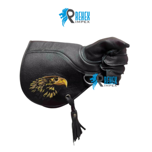 Gants d'entraînement de fauconnerie en cuir de qualité supérieure avec broderie tête d'aigle |   Faible MOQ |   Meilleurs gants de chasse de sécurité par REHEX IMPEX. - Product Image 2