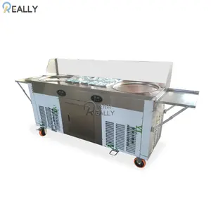 2024 OEM phổ biến ở Châu Âu đôi Pan Fry Ice Cream cán Máy làm CuộN Ice Cream Maker chiên Ice Cream máy