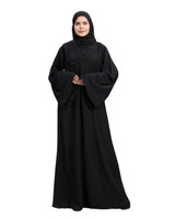 Prêt à expédier abaya musulmane perlée pour femme avec ceinture hijab uni pas cher grande taille abayas musulmanes pour femme