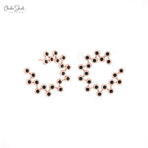 Diseño de joyería única Diamante negro Push Back Studs 14K Oro sólido Corte redondo 0,3 CTW Pendientes de constelación de diamantes al por mayor - Product Image 2