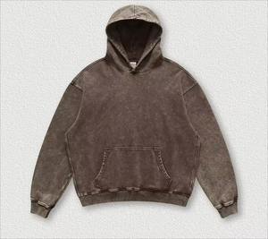 Sudadera con Capucha Extra Grande y Pesada Personalizada al por Mayor, Estilo Urbano, Moda Americana, con Bolsillo, para Hombre, Efecto Desgastado por el Sol - Product Image 1