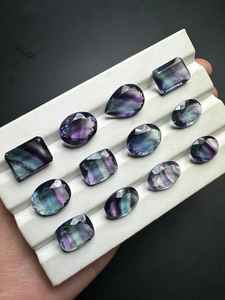 Piedra preciosa de fluorita de color biológico Natural, piedra preciosa cortada de fluorita arcoíris, piedra preciosa de fluorita suelta para hacer joyería, piedra preciosa al por mayor - Product Image 2