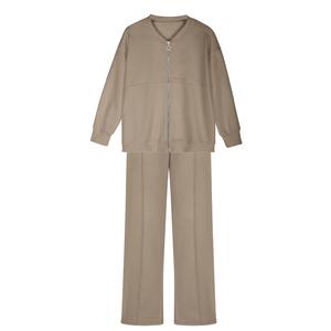 Ensemble de survêtement deux pièces surdimensionné en molleton bouclé respirant et épais avec fermeture éclair, taille personnalisée - Product Image 2