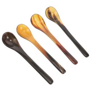 ชุดช้อนแบนด้ามจับแตร4อันวัสดุหนักทำขึ้นสำหรับบ้านคาเฟ่และอาหารเย็นทุกวันหัวสีตามสั่ง - Product Image 1