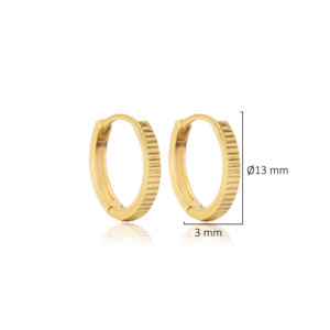 Pendientes de aro lisos elegantes de 13mm, venta al por mayor turca, joyería de plata de ley 925 para todos los días - Product Image 2