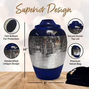 โกศสีน้ําเงินสําหรับเถ้ามนุษย์ผู้ใหญ่ชายและหญิง - โกศเผาศพขนาดใหญ่สําหรับผู้หญิง - สูงถึง 200 ปอนด์ - โกศฝังศพสําหรับผู้ใหญ่ - พิธีศพ - Product Image 3