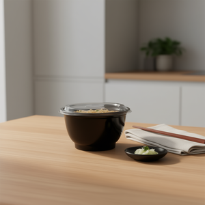 32oz PP Disposable Noodle <b>Bowl</b> Black and White Color for Lunches - Product Image 3