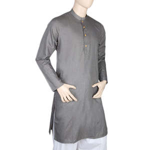 มาชริก ชุดคุรตะทรงเข้ารูปสำหรับผู้ชาย - สีเทา - Product Image 1