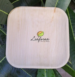 Ensemble de vaisselle en feuille de palmier réutilisable et écologique de 10 pièces, assiette jetable biodégradable carrée à usage intensif avec aspect naturel - Product Image 6