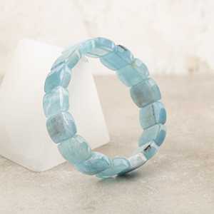 <b>Aquamarine</b> Natural Stone Square Cut Wide Cut <b>Bracelet</b> - Product Image 1