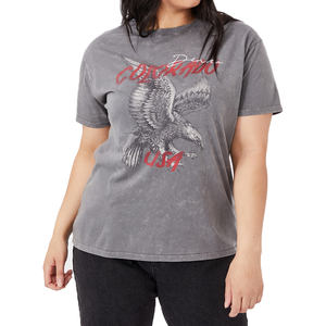 Camisetas cortas de mujer con estampado personalizado de gran venta, camisetas en blanco de punto liso pesado de alta calidad para el verano - Product Image 1