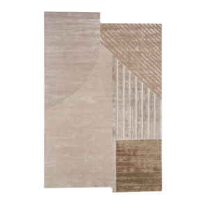 Alfombra de Lana y Viscosa Tejida a Mano Come Ivory, Rectangular de 4m, Abstracta, para Sala de Estar, Dormitorio, Pasillo, Grosor de 10mm -Tnq-1133 - Product Image 1