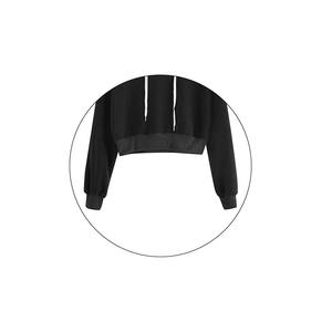 Sweat à capuche court en tricot d'hiver pour femme, logo sur le devant, 100% coton, séchage rapide, respirant, sweat à capuche surdimensionné en solde - Product Image 6