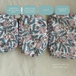 Meilleure qualité indien Floral fait à la main bloc imprimé coton réutilisable matelassé cosmétique voyage Voile pochette en gros trousse de toilette - Product Image 2