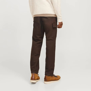 Pantalones Cargo de algodón marrón oscuro para hombre, ropa de calle táctica, pantalones deportivos ajustados con cintura elástica y cordón para correr - Product Image 5