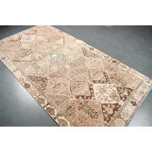 4.7x9.3 ft Large Vintage Turkish Rug, <b>Brown</b> Floral <b>Wool</b> Rug - Product Image 2