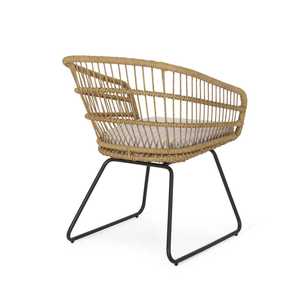 Silla de comedor de mimbre para exteriores Bohemia con asiento de cojín de ratán elegante para el hogar, oficina, patios, jardines, balcones - Product Image 6