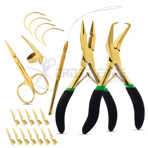Premium Micro Beads Crimping and Remover Pliers Set - Hair Extension Tools Kit Scissors Loop Tool Clips <b>Needles</b> and <b>Case</b> - Product Image 1
