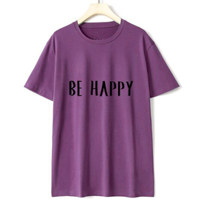 T-shirt da <span class=keywords><strong>uomo</strong></span> in cotone con stampa Be Happy, vestibilità regolare, manica corta, girocollo, stile casual in jersey - Product Image 3