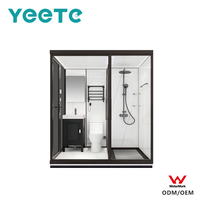 Cabine de douche intégrée en verre encadrée de noir sur mesure YEETE pour projets de salles de bain modulaires d'hôtels et d'appartements OEM ODM