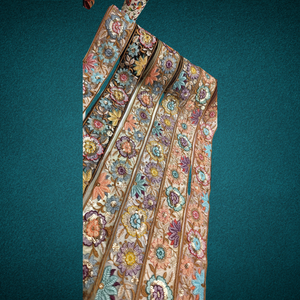 ผ้าลูกไม้ปักลายดอกไม้สีสันสดใสพร้อมรายละเอียดที่ซับซ้อนสำหรับโครงการแฟชั่นหรูหราและตกแต่งบ้านสำหรับกระเป๋า - Product Image 1