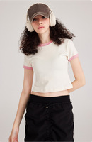 Vêtements de sport imprimés avec logo personnalisé, tricot, t-shirt court court d'été à manches courtes et col rond pour bébés, t-shirts Y2k, haut court pour femmes