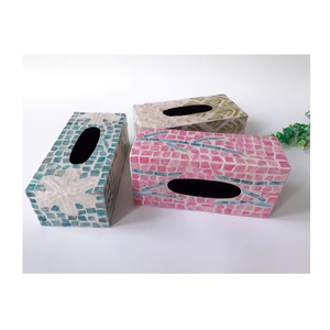 Caja de pañuelos hecha a mano con nácar, elegante soporte de pañuelos de nácar para decoración de oficina y mesa - Product Image 1