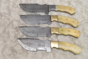 Cuchillos de caza rastreadores de acero de Damasco hechos a mano, lote de 10 para Bowie Utility Camping, mango de madera de grado DIY, gran regalo para amigos - Product Image 3