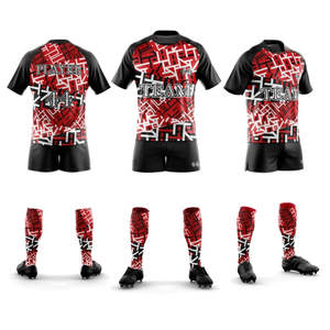 Conjunto de Uniforme de Rugby Personalizable, Totalmente Sublimado y Transpirable, Camisetas y Pantalones Cortos de Fútbol Americano de Poliéster Azul - Product Image 6