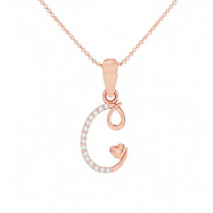 Colgante de Plata de Ley 925 con Sello BIS, Letra C, Chapado en Oro con Rodio, Opción de Dijes con Circonita Cúbica de 15 Piedras - Product Image 6