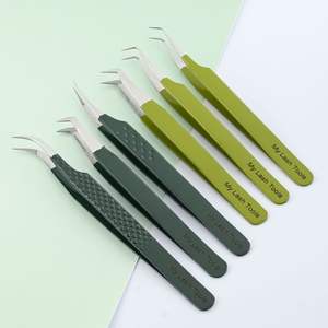 Pinzas para Extensión de Pestañas con Punta de Fibra Negra, Acero Inoxidable, Rectas y Curvas, Herramienta para Volumen de Pestañas para Profesionales, de Proveedores de Fábrica - Product Image 6