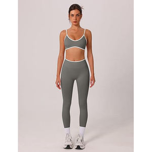 Conjuntos de yoga de tela elástica, top deportivo transpirable, leggings ligeros, ajuste flexible de alto rendimiento - Product Image 5