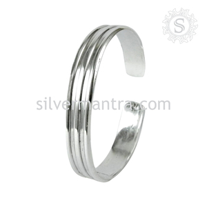 Bracelet jonc réglable pour hommes et femmes Bracelets en argent sterling 925 Bijoux en argent personnalisés Fabricant Grossiste Inde - Product Image 3