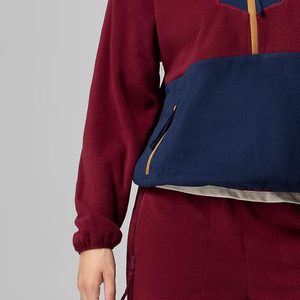 Sudadera de Forro Polar para Mujer, Uso Casual y al Aire Libre, Diseño de Bloques de Color con Logotipo Personalizado, Diseño de Cuello Alto con Cierre de Cremallera de un Cuarto, Moderno - Product Image 3