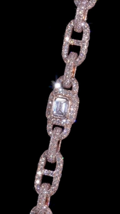 Chaîne cubaine Iced Out en argent sterling 925 plaqué rhodium avec diamants Moissanite VVS, design géométrique, pour mariage de luxe - Product Image 4
