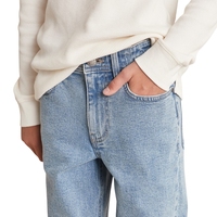 Jeans en denim coupe droite pour garçons, blancs, respirants, légers, taille mi-haute, en polyester/coton durable, confortables pour le quotidien