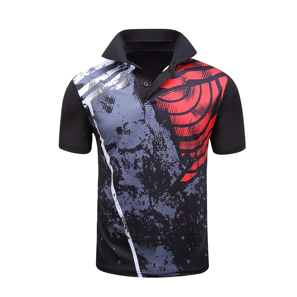Men's Golf Custom Flag Printed Fully Sublimated Ribbed Collar Button Up Sports Outwear Polo Shirts
