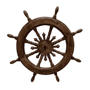พวงมาลัยเรือโลหะติดผนังในร่มทำจากไม้ขัดเงาธรรมชาติเป็นมิตรกับสิ่งแวดล้อม - Product Image 5