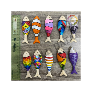 Set Of Wooden Fish Decorations For Wall Hanging Shelf Styling Or Crafting Coastal Themed Scenes - Product Image 2