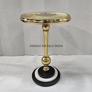 Modern Artisan Designed Side Table with Striking Gold Texture and Elegant Marble <b>Base</b> Side Table for Living Room - Product Image 3