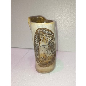 แก้วเบียร์รูปเขาควายพร้อมถาดสำหรับดื่มงานปาร์ตี้แก้วปรับแต่งโลโก้และสไตล์สีธรรมชาติ - Product Image 2