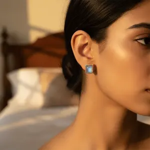 Pendientes de Botón de Plata de Ley 925 con Baño de Oro Rosa para Mujer, Corte de Pera, Forma de Gota de Agua, Material de Oro de 14K y 18K, Joyería de Regalo Perfecta - Product Image 2