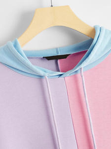 OEM venta al por mayor color bloque canguro bolsillo cordón Sudadera con capucha de alta calidad personalizado sudaderas con capucha para las mujeres - Product Image 3