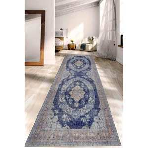 Tapis rond de luxe bleu marine imprimé médaillon, style bohème turc doux, pour bureau ou escalier, petit format, en non-tissé doux - Product Image 5