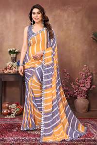 คอลเลกชันผ้าจอร์เจียแบบชิโบริของแท้พร้อมกระจก Saree ใหม่ล่าสุด - Product Image 2