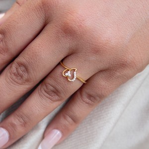 ได้รับการรับรองจาก IGI 18K แหวนเพชรรูปหัวใจสีทองแบบมินิมอลของขวัญเครื่องประดับหรูหราสำหรับผู้หญิง - Product Image 4