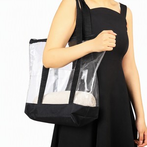Bolsa de Playa Transparente de PVC, Gran Capacidad, Impermeable, con Asas Negras y Cierre de Cremallera - Product Image 1